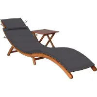 Syfax Sonnenliege mit Tisch und Auflage Massivholz Akazie