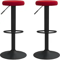 Syfax 2er Set Weinrote Samt Barhocker, höhenverstellbar, drehbar, Ø 31 cm, 58-78 cm hoch
