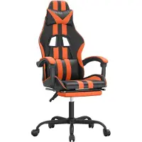 Syfax Gaming-Stuhl mit Fußstütze Schwarz und Orange Kunstleder