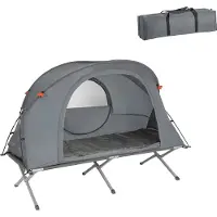 SoBuy OGS60 Feldbett mit Zelt Wurfzelt Feldbett 4in1-Zelt mit Campingliege Schlafsack Matratze und Zubehör Zelt