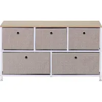 Generic Rebecca Mobili Aufbewahrungsbank, 5 Schubladen aus Metall und Stoff, beige und weiß