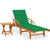 Syfax Sonnenliege mit Tisch und Auflage Akazie Massivholz