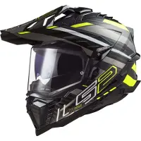 LS2 MX701 Explorer Carbon Edge Glossy Schwarz H-V Gelb Adventure Helm Größe L