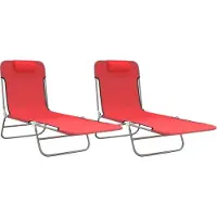 Syfax Sonnenliegen Klappbar 2 Stk. Rot Textilene und Stahl
