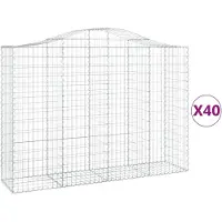 vidaXL Gabionen mit Hochbogen 40Stk. 200x50x140/160cm Verzinktes Eisen