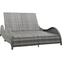 The Living Store Doppel-Sonnenliege mit Auflage Poly Rattan Anthrazit