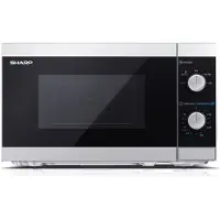 Sharp YC-MS01E-S Solo-Mikrowelle 20 L, 800 W MW, 5 Leistungsstufen, 25,5 cm Glasdrehteller, Silber