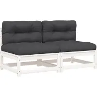 Syfax Gartensofas ohne Armlehnen mit Kissen 2 Stk. Weiß Kiefernholz