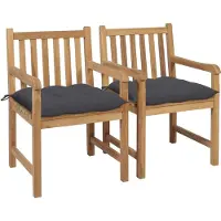 Syfax Gartenstühle 2 Stk. mit Anthrazit Kissen Massivholz Teak