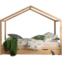 Vipack Hausbett Dallas Bett ZH 90 x 200 cm Natur + Ausziehbett
