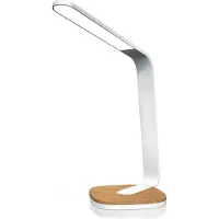 Brandson Schreibtischlampe LED dimmbar, Tischleuchte mit 450 Lumen, 5 Helligkeitsstufen, 3 Lichtfarben, Touch-Sensor, Timer 40 Minuten, schwenkbarer Kopf, Holzoptik, weiß