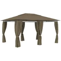 The Living Store Gartenzelt mit Vorhängen 4x3 m Taupe 180 g/m²