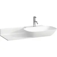 Laufen INO Waschtisch, 1 Hahnloch, ohne Überlauf, Keramikablage links, 900x450mm, H8133014001111, Farbe: Weiß mit LCC