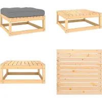 vidaXL Garten Fußhocker mit Kissen Massivholz Kiefer - Fußhocker - Fußbank - Fußbänke - Fußstütze