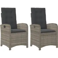 Syfax Gartensessel mit Kissen 2 Stk. Verstellbar Grau Poly Rattan