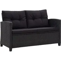 Syfax 2-Sitzer-Gartensofa mit Kissen Schwarz 124 cm Poly Rattan