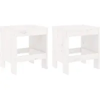 Syfax Gartenhocker 2 Stk. Weiß 40x36x45 cm Massivholz Kiefer