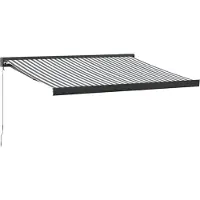 Syfax Markise Einziehbar Anthrazit & Weiß 3,5x2,5 m Stoff & Aluminium