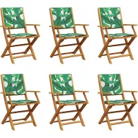 vidaXL Klappstühle, 6 Stück, grüner Stoff und Massivholz