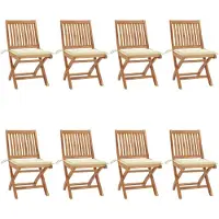 The Living Store Klappbare Gartenstühle mit Kissen 8 Stk. Massivholz Teak