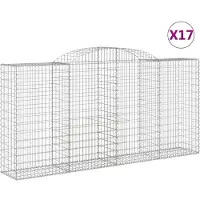 vidaXL Gabionen mit Hochbogen 17 Stk 300x50x140/160cm Verzinktes Eisen