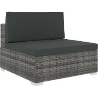 Syfax Modular-Sofa-Mittelteil 1 Stk. + Auflagen Poly Rattan Grau