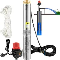 Vevor 3" Tiefbrunnenpumpe 550W Brunnenpumpe Max. Durchfluss 50L/min Tauchpumpe Max. Förderhöhe 89m Tauchwasserpumpe Sandbeständig