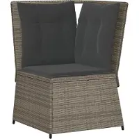 Syfax Garten-Ecksofa mit Kissen Grau Poly Rattan
