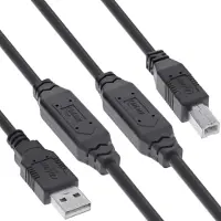 InLine USB 2.0 Aktiv-Kabel, USB-A Stecker zu USB-B Stecker, 15m, 15 m, USB A, USB B, USB 2.0, 0,48 Gbit/s, Schwarz