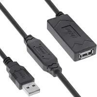 InLine USB 2.0 Aktiv-Verlängerung, USB-A Stecker/Buchse, 25m, 25 m, USB A, USB A, USB 2.0, 0,48 Gbit/s, Schwarz
