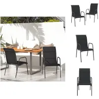 vidaXL Gartenstühle 2 Stk. Stahl und Textilene Schwarz - Gartenstühle