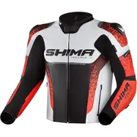 SHIMA STR 2.0 Motorrad Lederjacke, schwarz/weiß/rot, 50