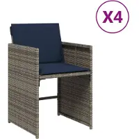 Syfax Gartenstühle mit Kissen 4 Stk. Grau Poly Rattan