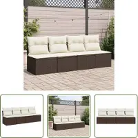 The Living Store Gartensofa mit Kissen 4-Sitzer Braun Poly Rattan