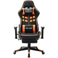 Syfax Gaming-Stuhl mit Fußstütze Schwarz und Orange Kunstleder