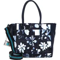 Gabs Leder Schultertasche Handtasche Jessica Stampa Trip Shoulderbag Indaco Fiore Grande dunkelblau