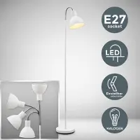 B.K.Licht Stehlampe - Schalter, schwenkbar, E27 Fassung, max. 25W, Weiß