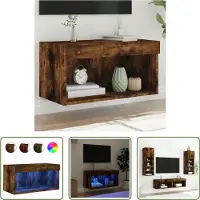 The Living Store TV-Schrank mit LED-Leuchten Räuchereiche 60x30x30 cm