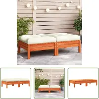 The Living Store Gartenhocker mit Kissen 2 Stk. Wachsbraun Massivholz Kiefer