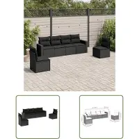 The Living Store 6-tlg. Garten-Sofagarnitur mit Kissen Schwarz Poly Rattan