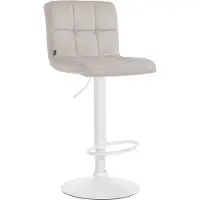 CLP Barhocker höhenverstellbar mit Lehne Peru, Barstuhl gepolstert Samtbezug, Tresenstuhl mit Metallgestell drehbar, Farbe: creme, Gestellfarbe: weiß