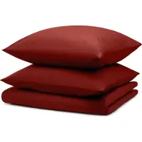 Blumtal Bettwäsche 240x220cm + 2x Kissenbezug 80x80cm - Mikrofaser Bed Sheets 240x220cm - 3-er Set Bettwäsche Dunkelrot