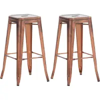CLP 2er Set Barhocker Joshua I Stapelbare Tresenhocker aus Metall I Barstühle mit Fußstützen I Sitzhöhe 76 cm I Stapelhocker, Farbe: kupfer