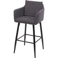 Mendler Barhocker HWC-H93, Barstuhl Tresenhocker, Fußablage Metall Stoff/Textil dunkelgrau