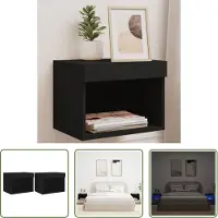 The Living Store Wand-Nachttische mit LED-Leuchten 2 Stk. Schwarz