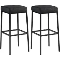 CLP 2er Set Barhocker Montreal I Gepolsterte Barstühle mit Stoffbezügen I Tresenhocker mit Metallgestellen, Farbe: blau, Gestellfarbe: schwarz