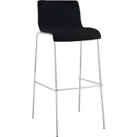 CLP Barhocker mit Lehne Hover, Barstuhl stapelbar mit Stoffbezug, Stapelstuhl Metallgestell bis 150 kg belastbar, Farbe: schwarz, Gestellfarbe: chrom