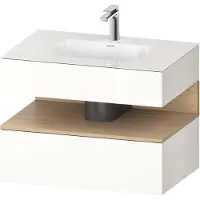 Duravit Collection One Einbauwaschtisch mit Konsolenwaschtischunterbau, 800x550x600mm, Nische Eiche Natur, QA4785030220010, Farbe: Weiß Hochglanz/mit Nischenbeleuchtung