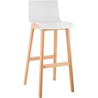 CLP Barhocker mit Lehne Hover, Barstuhl mit Sitz aus Kunststoff, Thekenhocker mit Gestell aus stabilem Buchenholz, Farbe: weiß