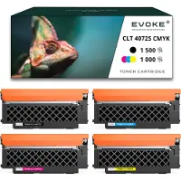 Evoke 4x Toner für SAMSUNG CLT-K4072S 310B 320B CLT-K4092S CMYK = Schwarz + Blau + Rot + Gelb | Ersatz für CLP-320 CLP-325 CLX-3180 CLX-3185